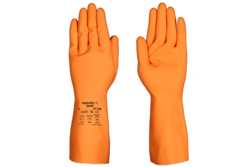 Ansell AlphaTec 87-208 orange,Naturlatex, innen Ba