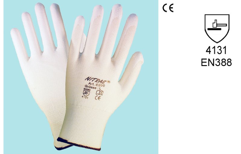 Gants Nitras type 6200        Gants en nylon, blan